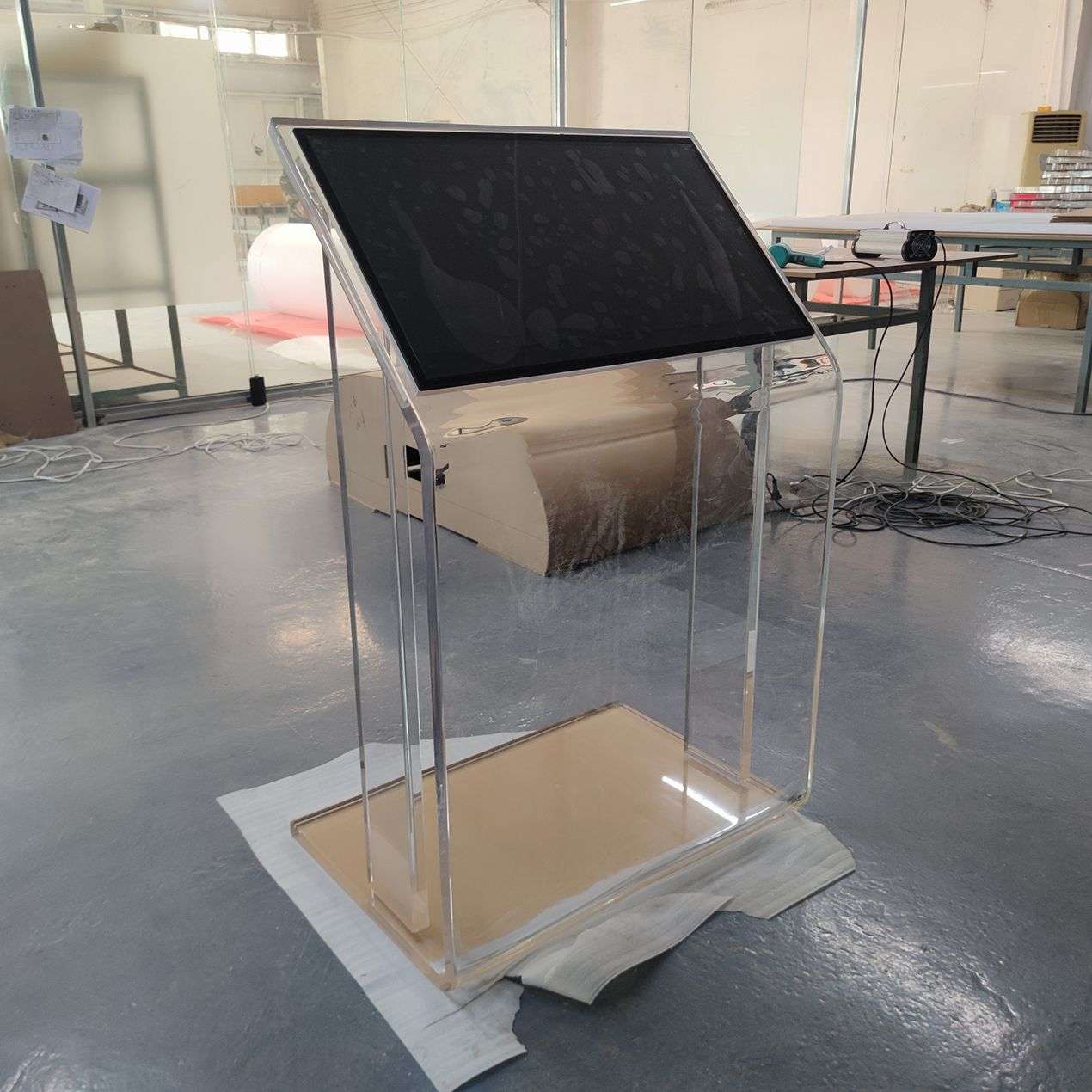 亚克力透明展示台博物馆展台宣传立牌有机玻璃热弯显示器展架