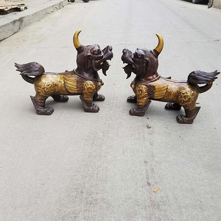 妙音铜艺纯铜鎏金貔貅铜貔貅瑞兽独角兽家居风水铜器工艺摆件