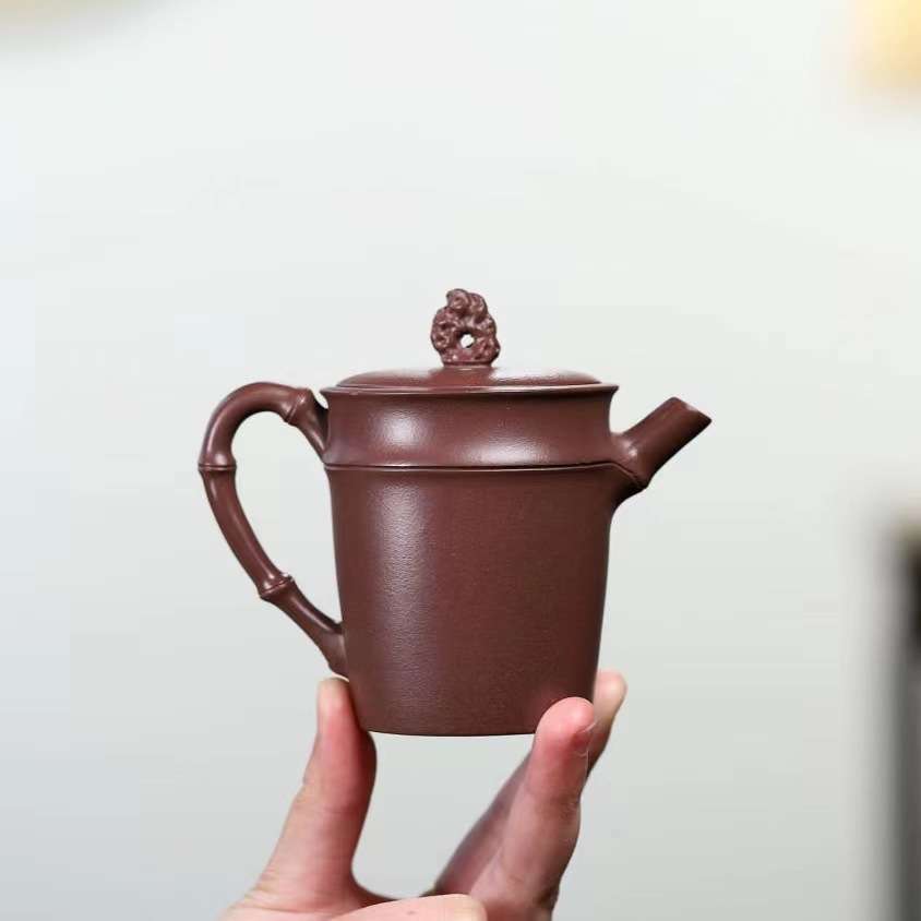 正宗宜兴紫砂壶原矿陈腐紫泥太湖石喫茶小品竹段壶一人功夫泡茶壶