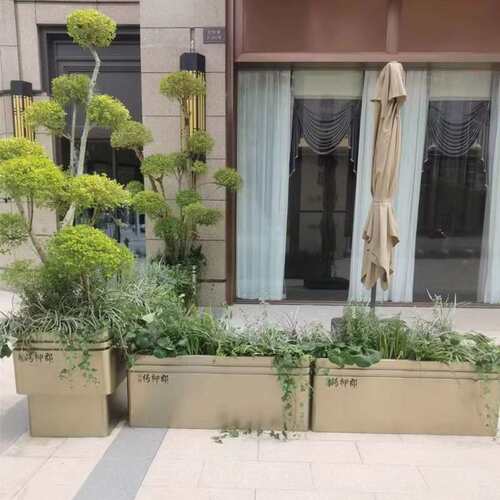不锈钢花箱成品花坛商业街隔断外摆花槽树池组合移动铁艺花钵