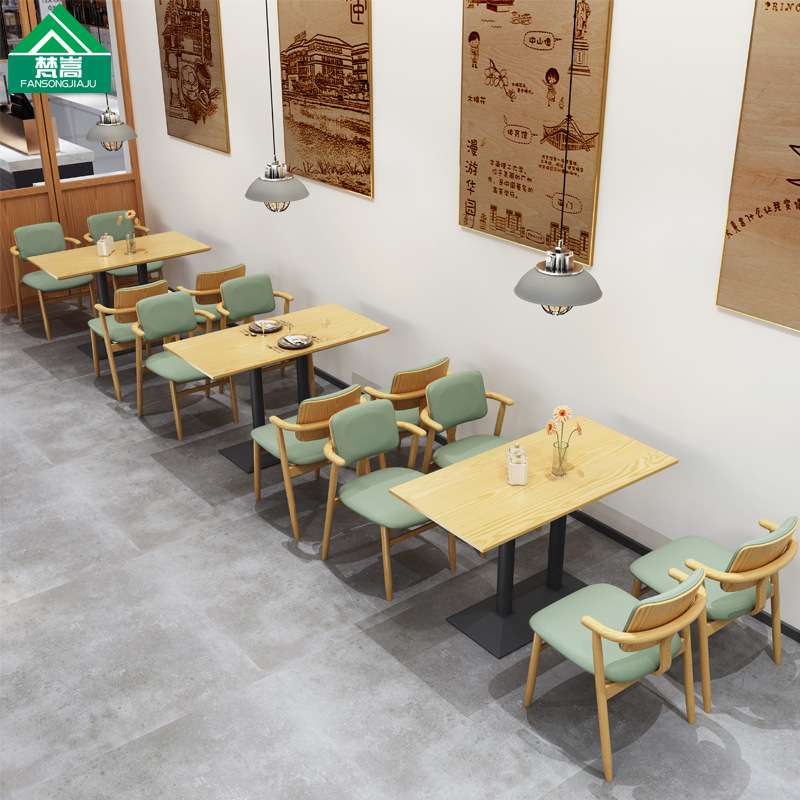 甜品店餐吧饭店桌椅咖啡店桌椅主题茶餐厅桌椅学校食堂实木桌椅