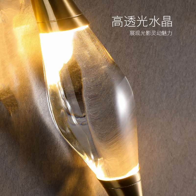 床头卧室吊灯2025年新款现代简约单头吊灯北欧轻奢全铜水晶小吊灯