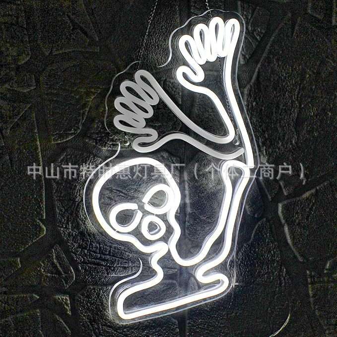 外贸定 制LED骷髅头南瓜蝙蝠节日派对气氛装饰灯万圣节霓虹灯