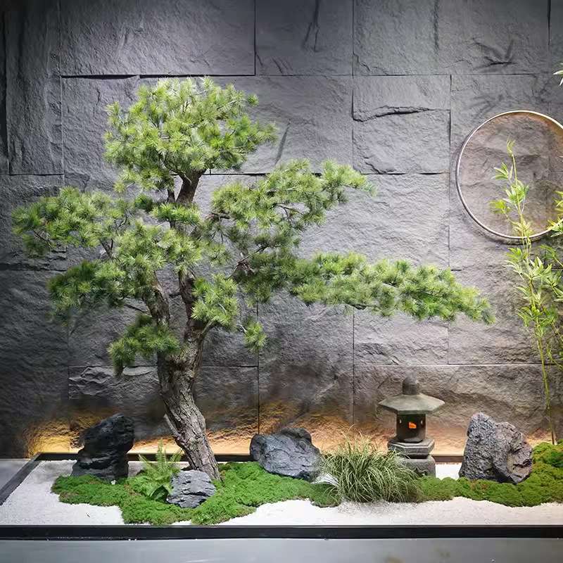 迎客松仿真树景观假树造景仿真植物新中式罗汉松室内装饰落地摆件