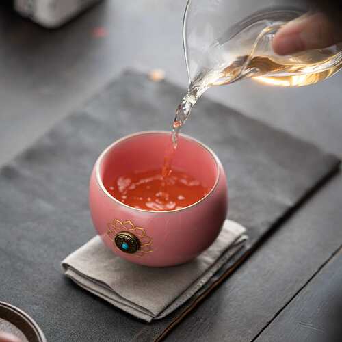 猪油冻时来运转主人杯 汝窑品茗杯蝉翼开片可养罗汉杯茶杯个人杯
