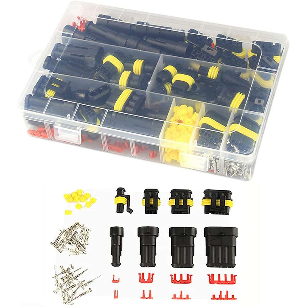 跨境 372PCS 1-4孔1.5系列AMP汽车防水连接器公母对插接头套件