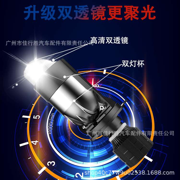 跨境新款A82鱼眼透镜汽车led大灯H4远近双光带透镜车灯改装配件