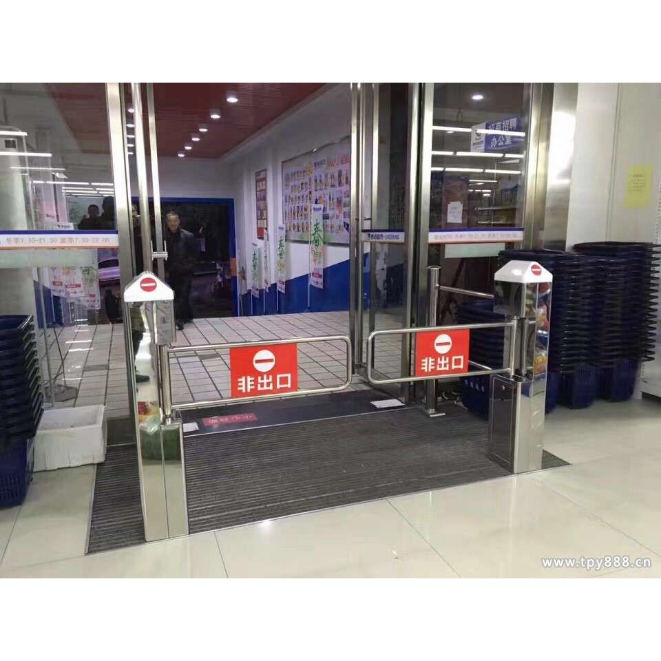 天津智能超市自动感应开门立柱摆闸 带护栏圆柱摆闸 自动感应