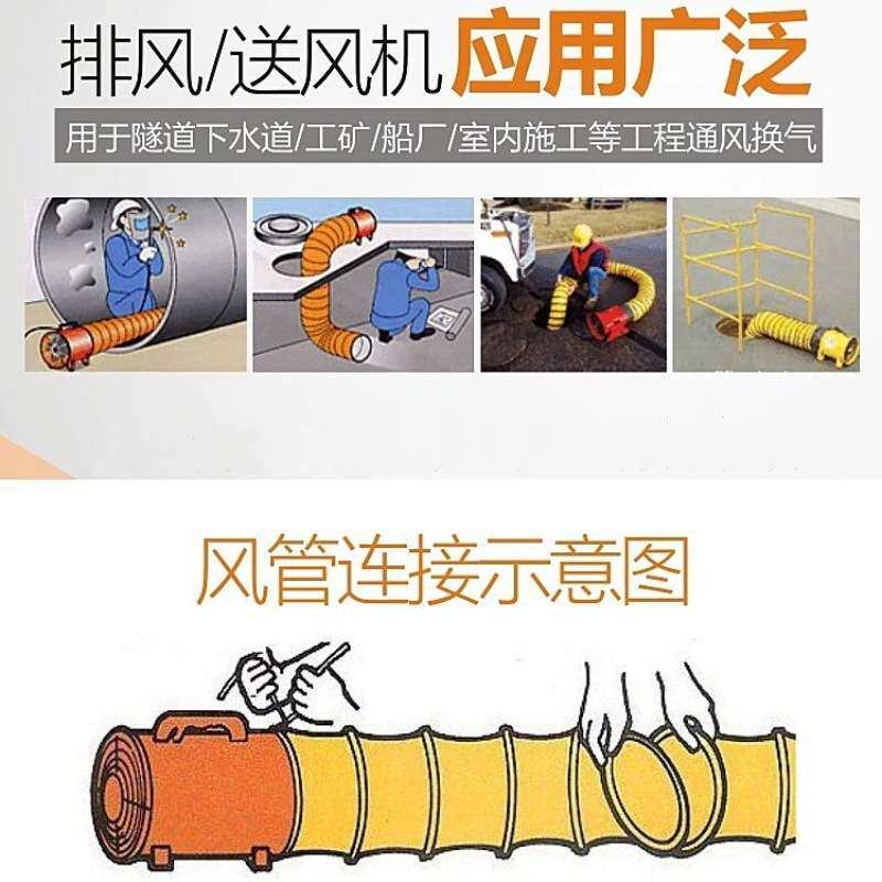 手提式轴流风机220V防爆便携移动排风扇抽风鼓风工业除尘有限空间