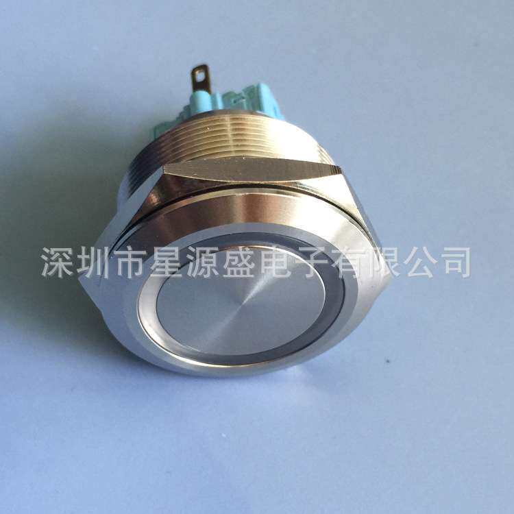 28MM 不锈钢按钮开关 金属按钮开关 12V电源开关按钮 带灯自锁