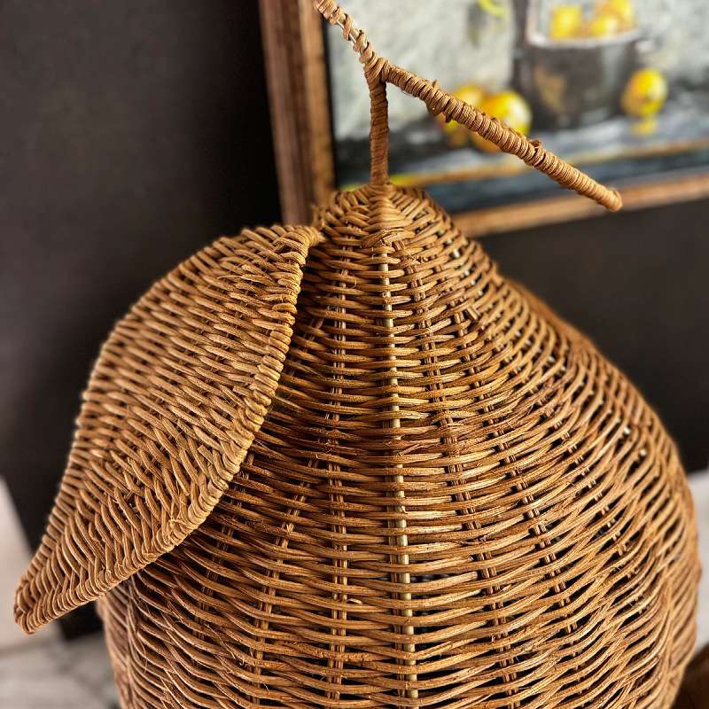 美式家居装饰藤编柠檬收纳篮手工编织水果造型草编水果篮收纳筐