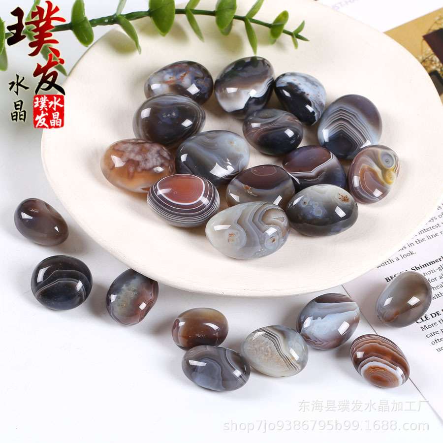 天然波斯湾玛瑙滚石 缠丝玛瑙打磨石 跨境贸易