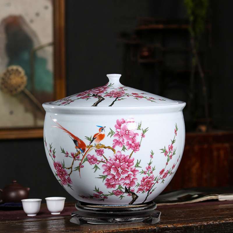 10斤20斤陶瓷米缸景德镇瓷器米桶腌菜腌肉坛子带盖青花储蓄罐猪油