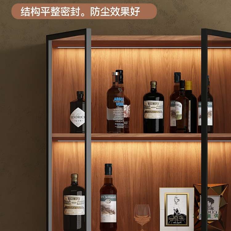 全实木客厅靠墙双开门酒柜家庭小型玻璃展示柜高档陈列架隔断立柜