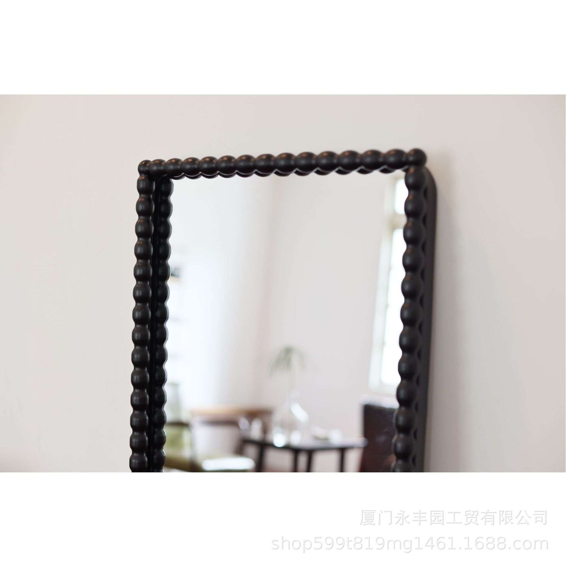 装饰镜铁艺长方形现代挂镜设计风格简约艺术客厅黑色串珠