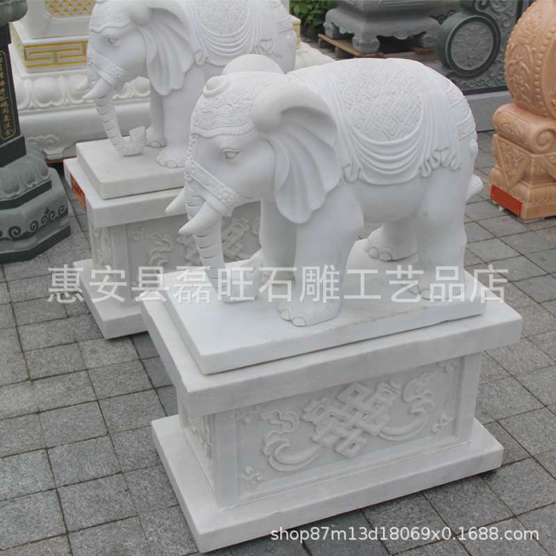 石雕大象 厂家直供酒店银行门口石材雕刻大象 汉白玉 大理石石象