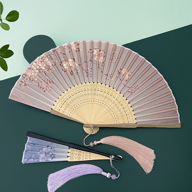 扇子折扇中国风复古风夏天随身清新小扇子古代仙气汉服舞蹈折叠扇图片