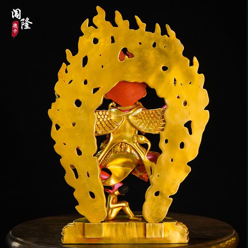 闯隆家用装饰品铜雕花彩绘《金翅大鹏鸟》铜像桌面创意工艺摆件