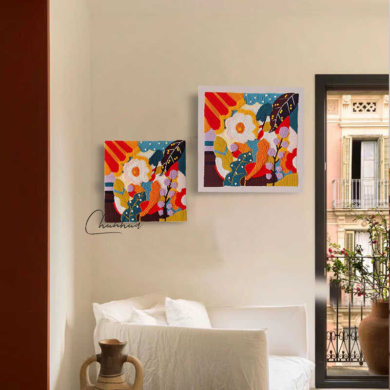 繁花俄罗斯戳戳绣材料包 手工毛线画DIY制作 挂画送礼推荐
