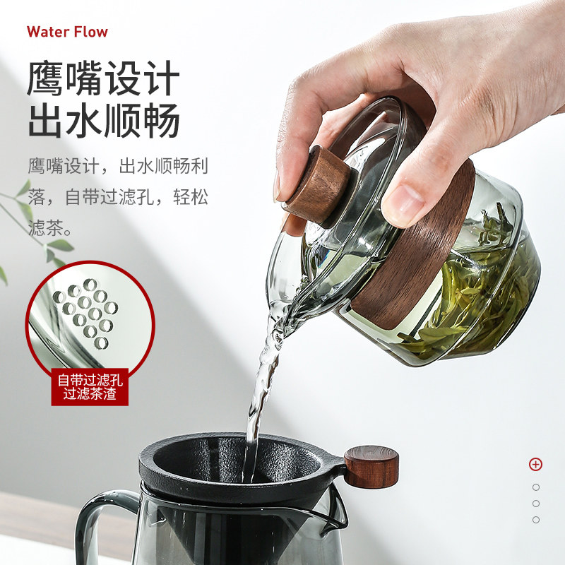 功夫茶具套装家用防烫玻璃盖碗带盖三才手抓泡茶杯大号日式泡茶碗