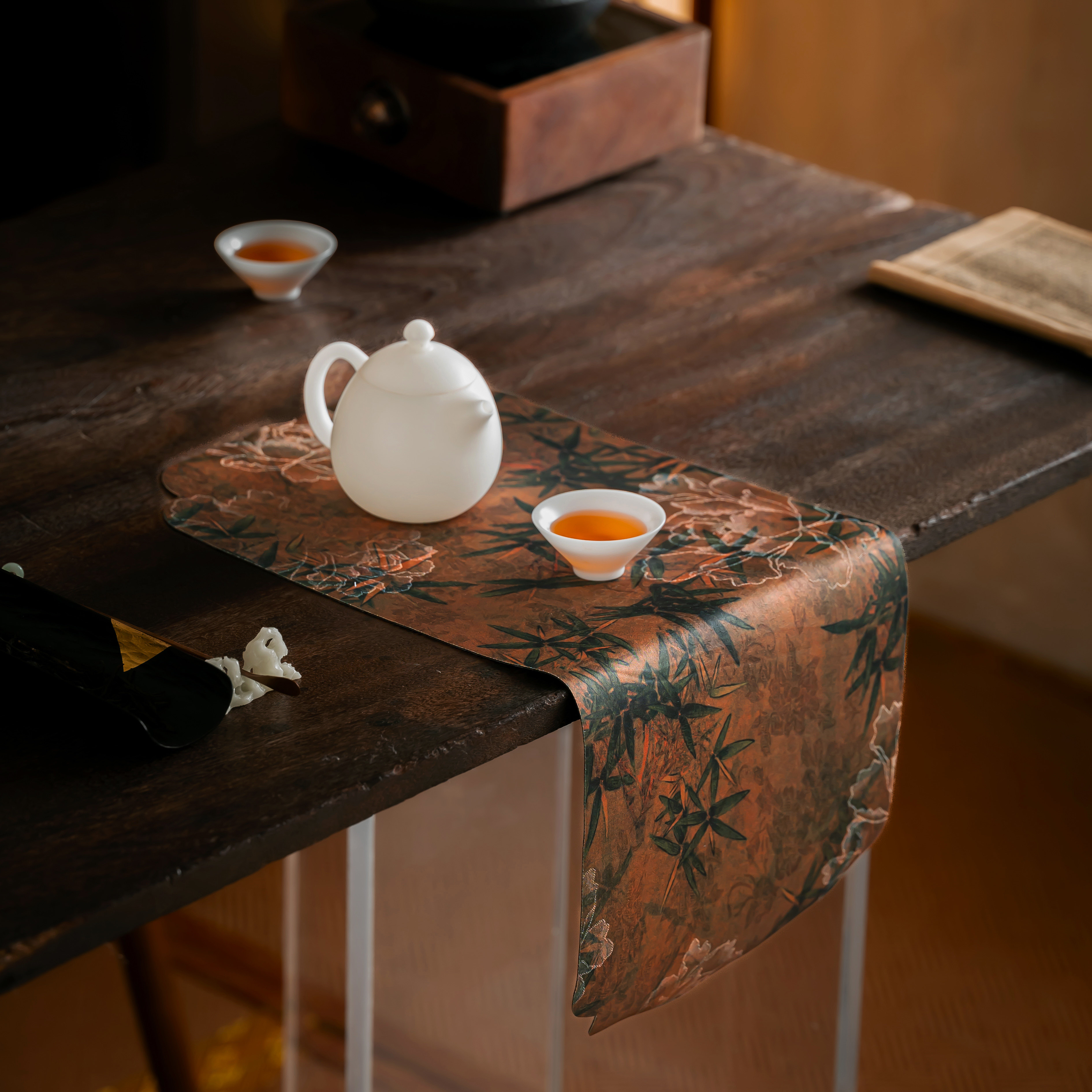 中式简约禅意桌旗轻奢高端茶席垫茶席
