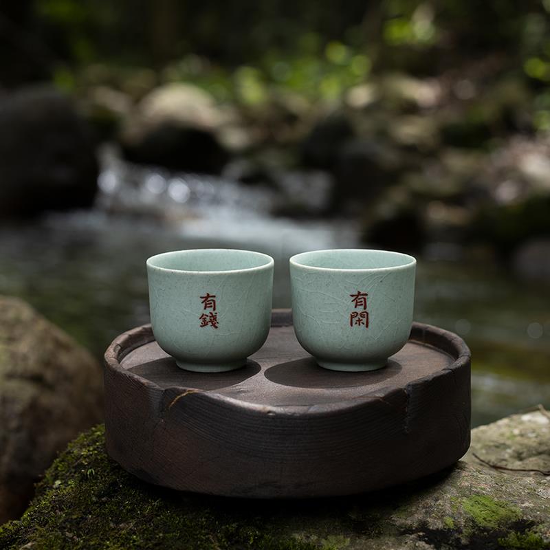 景德镇手工手写定制陶瓷汝窑节日送人伴手礼茶具高档礼盒杯子套装