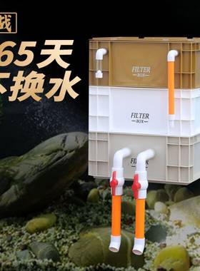 周转箱过滤箱鱼缸过滤器外置上虑滴流盒过滤盒净水增氧循环过滤