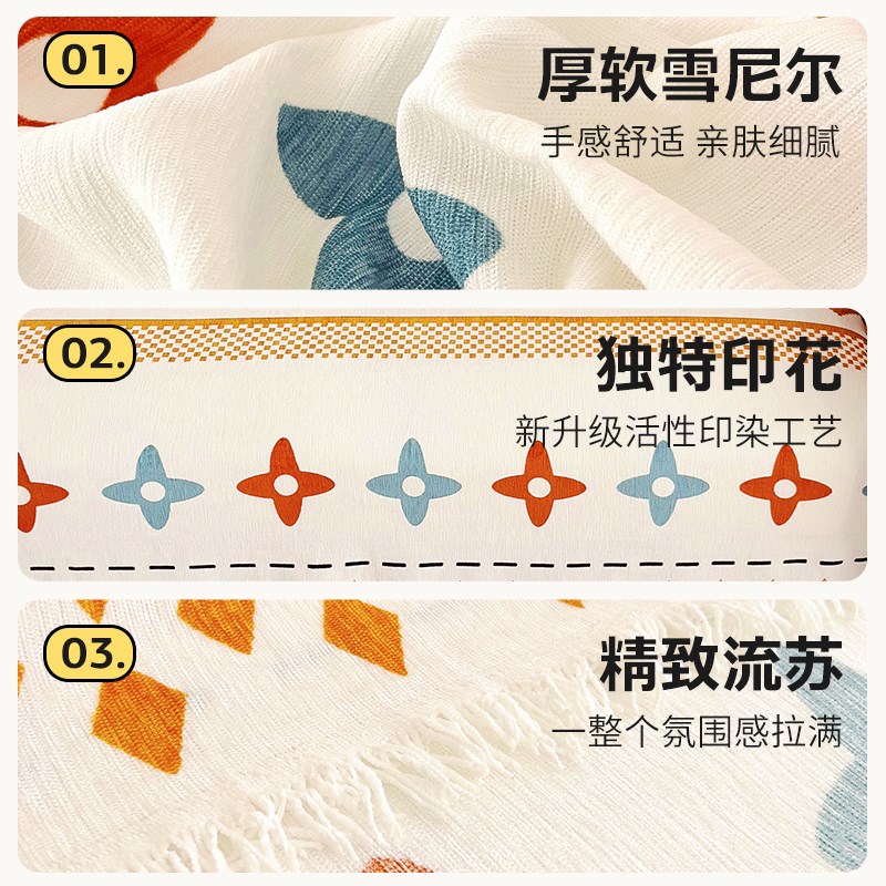 简约高级感沙发盖布雪尼尔沙发巾懒人四季通用沙发套罩全盖防猫抓