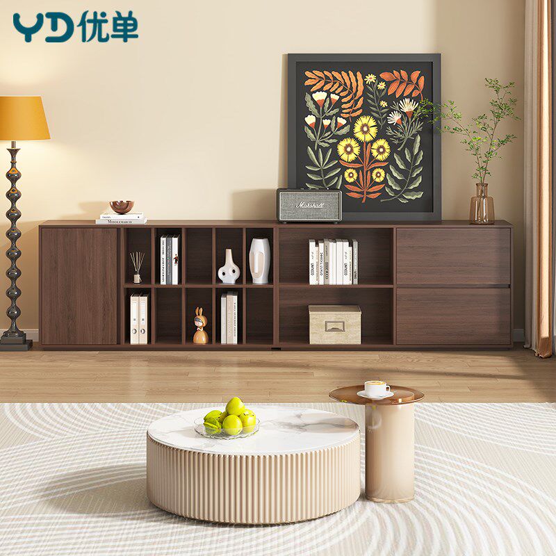 中古风电视柜书柜一体客厅落地半墙书柜式电视柜模块组合柜2D107