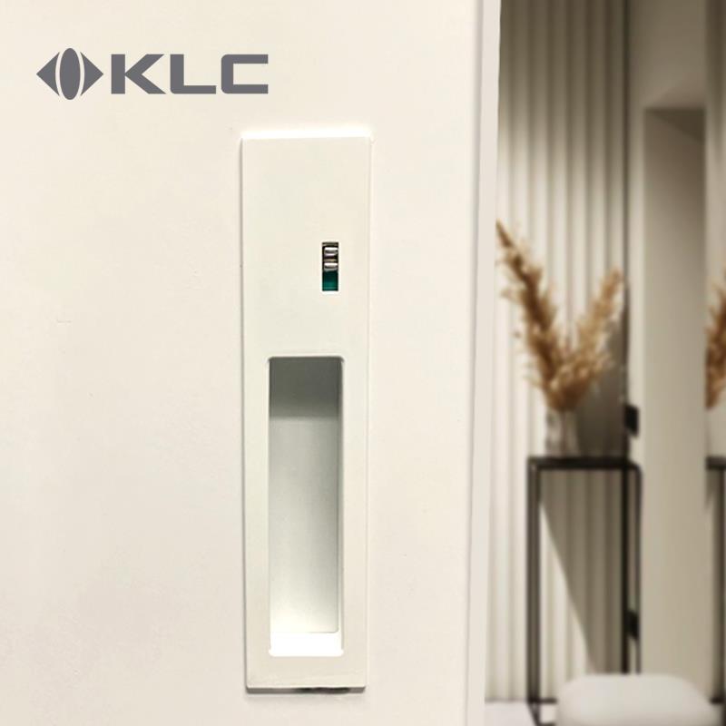 KLC极简推拉木门锁黑色室内卧室房门锁阳台卫生间移动滑门钩锁