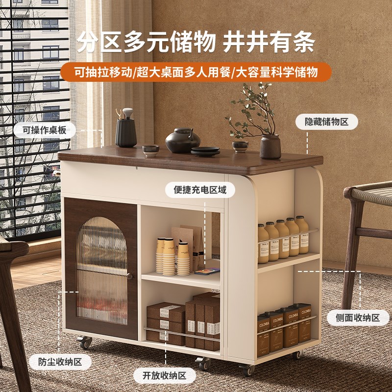 威展实木茶几可移动边几小户型沙发边几客厅多功能法式中古风茶桌
