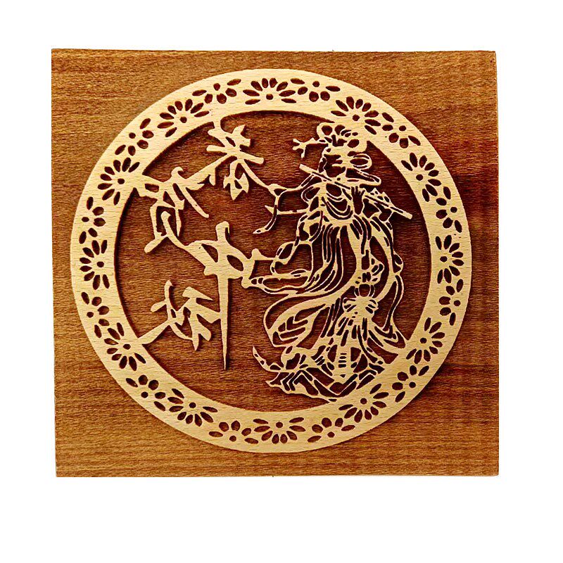 中秋节木刻版画雕刻年画儿童手工玉兔剪纸图案拓印DIY模板工具