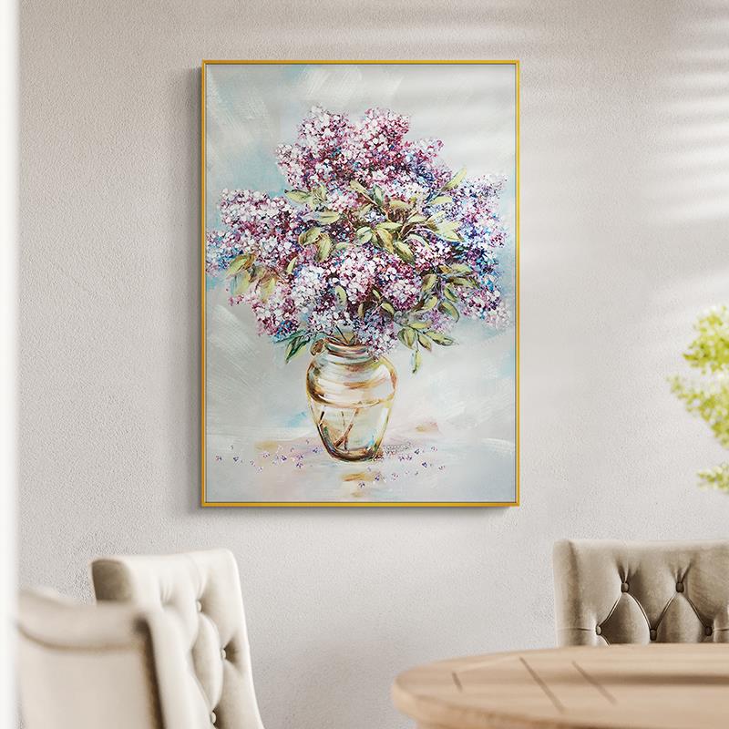 纯手绘肌理油画客厅卧室艺术挂画玄关过道餐厅壁画三联花卉装饰画