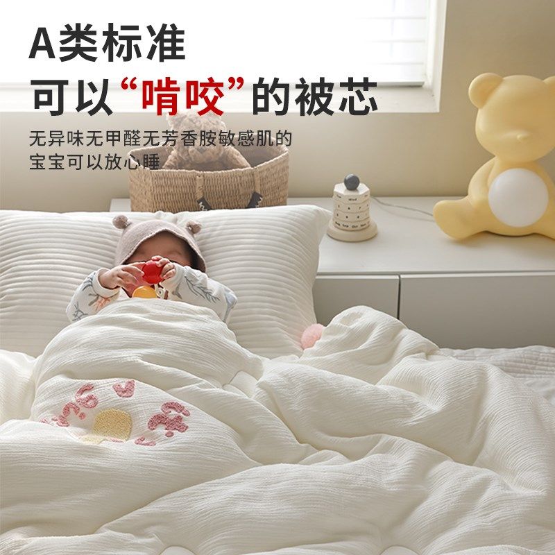 A类空调被儿童可水洗机洗夏被薄款棉被被芯透气双层纱幼儿园被子
