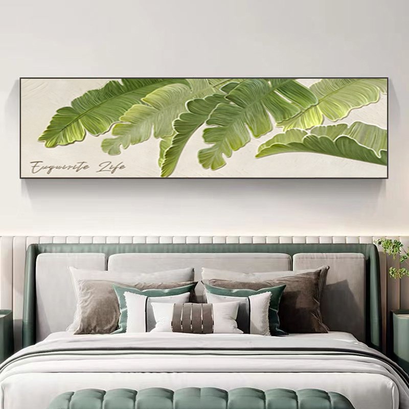 家大业大绿叶背景墙装饰画树叶植物肌理客厅卧室床头房间挂画主卧
