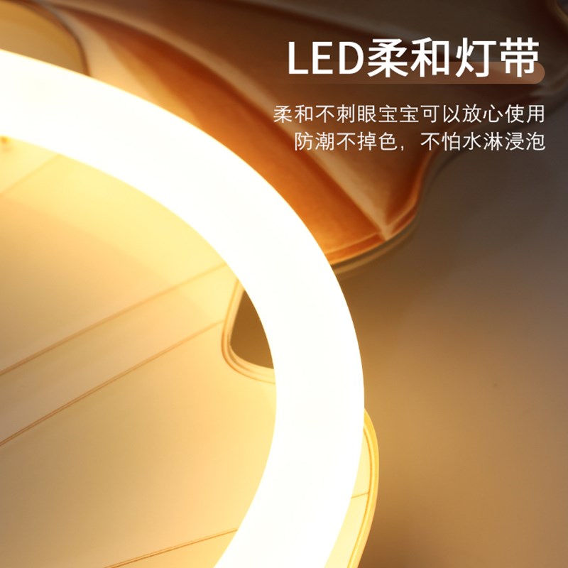 银杏叶电视格栅背景墙奶油风挂钟创意时钟壁灯发光餐厅钟表装饰画