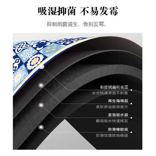 厨房专用硅藻泥地垫防滑防油吸水垫门口耐脏脚垫家用免洗可擦地毯