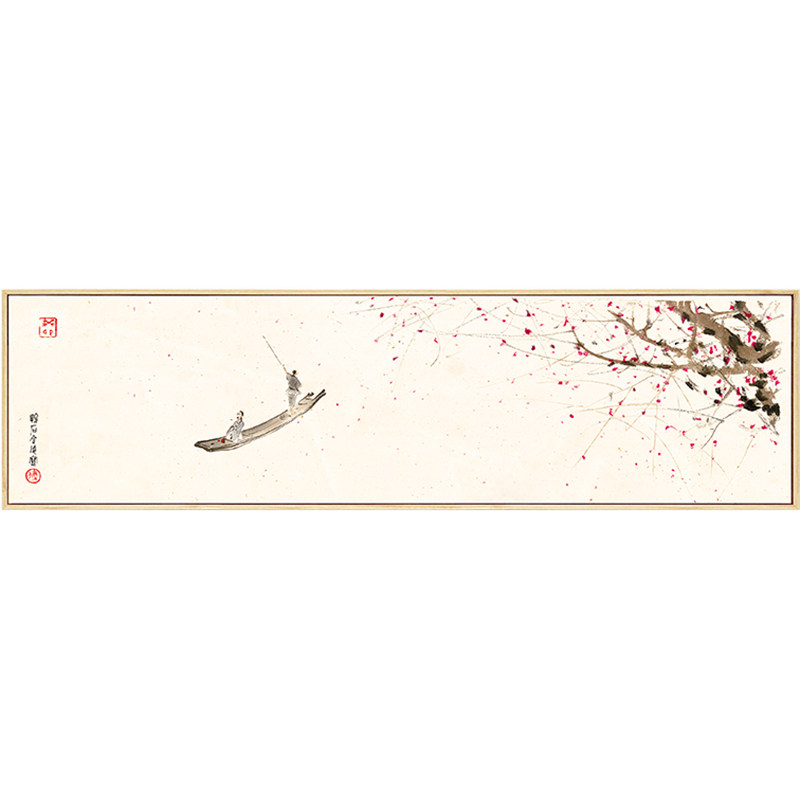 新中式禅意画傅抱石云水禅心简约水墨画客厅背景装饰画茶室挂画