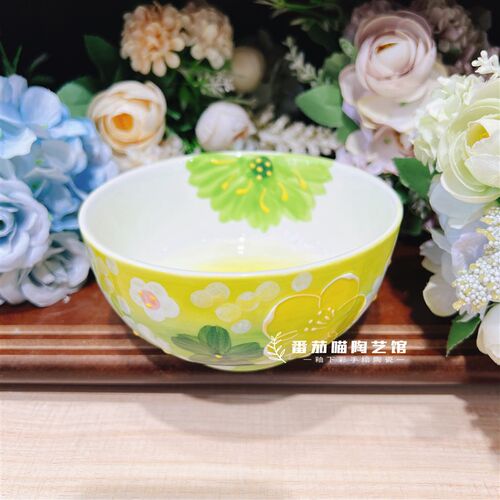 F78濑户烧陶瓷釉下彩餐具5寸米饭碗面碗四件套高温手绘礼物家用