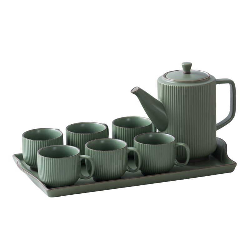 家用轻奢陶瓷水杯套装茶几茶具复古风客厅高级感杯具乔迁新居水具