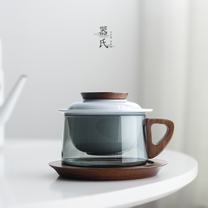 器氏 咖啡杯耐热玻璃泡茶杯茶水分离办公室个人专用水杯男泡茶杯