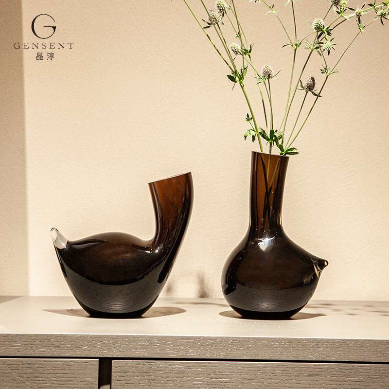晶淳个性独特造型多功能花瓶摆件首饰收纳展示台手工玻璃艺术创意