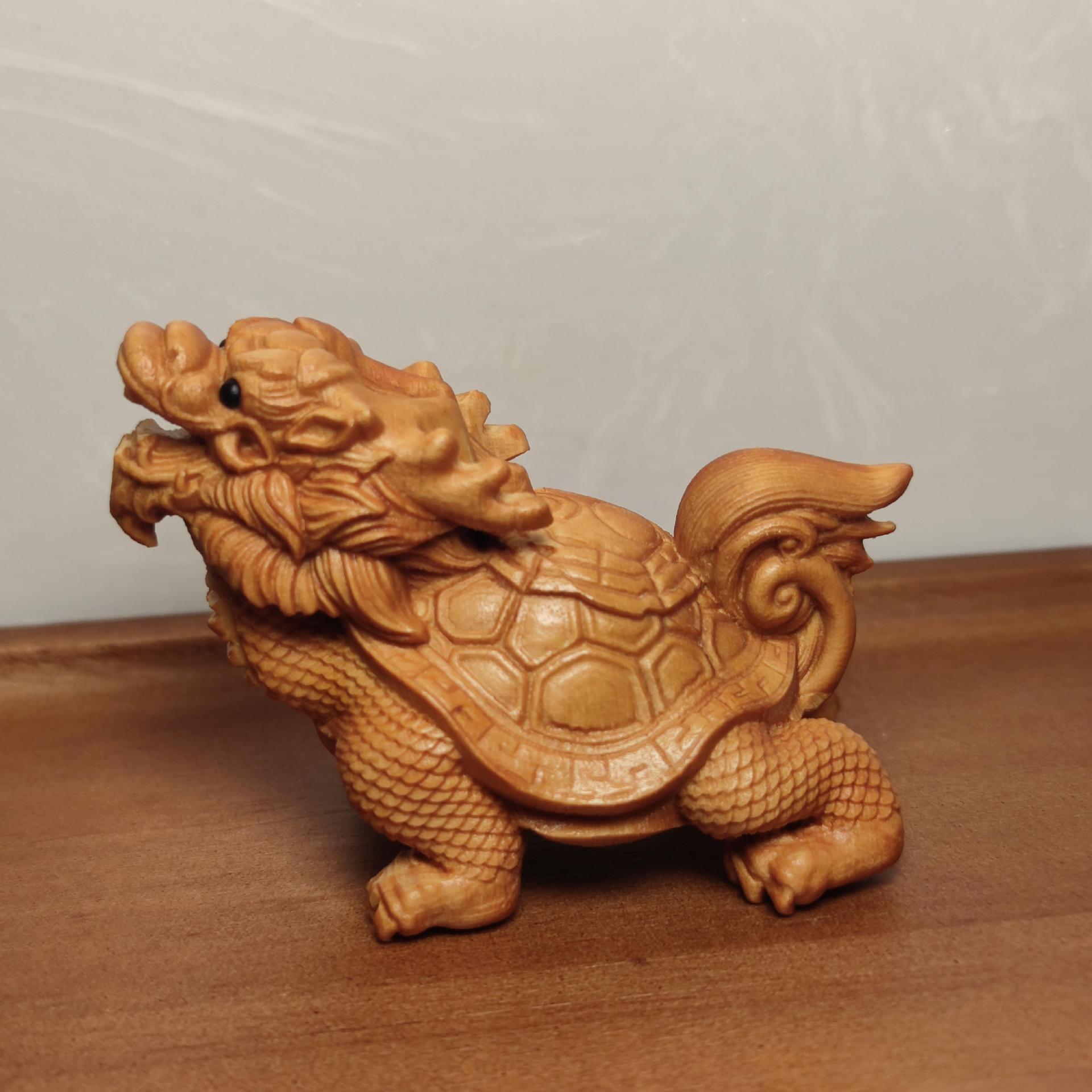崖柏木雕手把件背甲龙龟文玩盘玩乌龟玄武摆件装饰车摆件图片