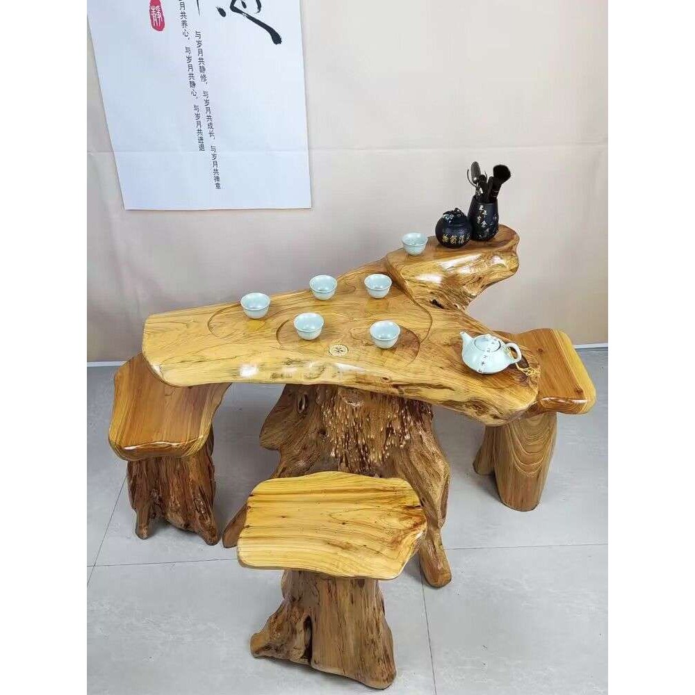 根雕茶台实木树根茶几原木家用客厅香樟木头茶台树桩小型阳台茶桌