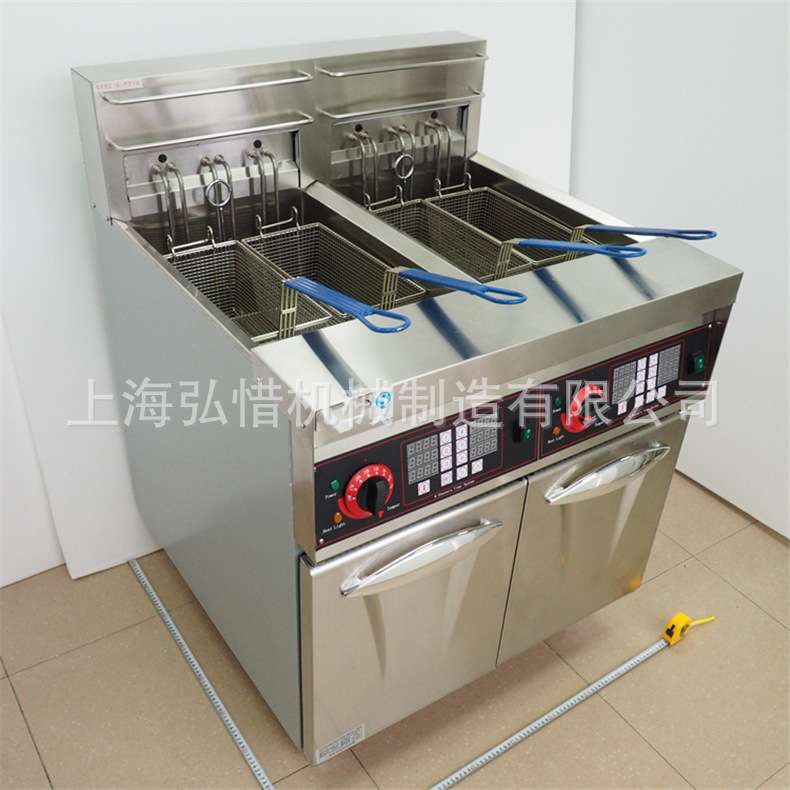 直供薯条鸡腿炸炉 立式双缸四筛电炸炉56L容量带计时器双缸油炸锅