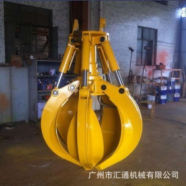 挖机抓钳器液压旋转莲花抓梅花抓碎石工业废料建筑垃圾等抓取作业