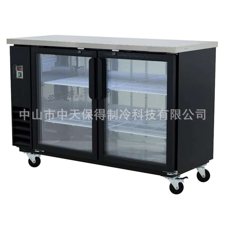 美款黑色吧台啤酒柜商用不锈钢冷藏展示柜饮料冷柜酒吧移门冰箱