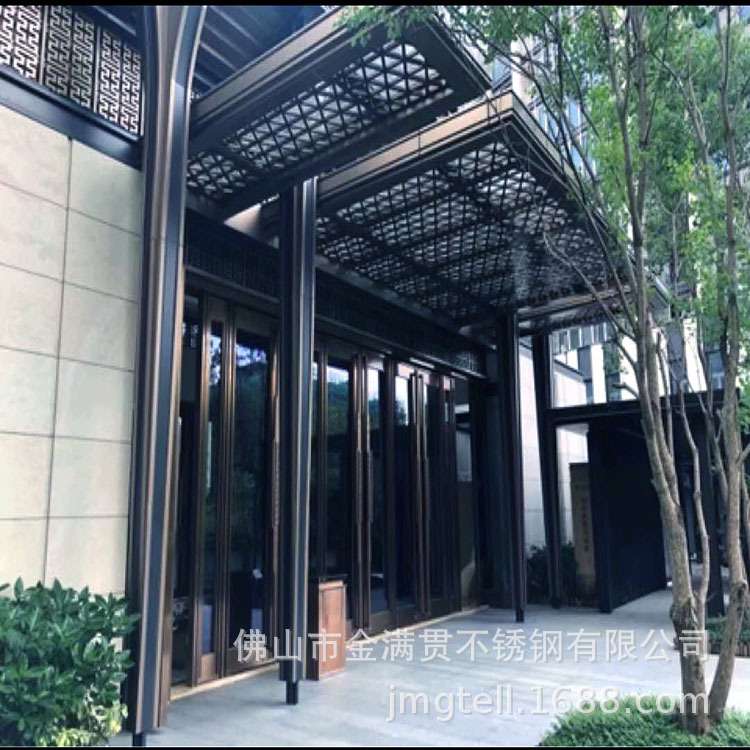 现代简约 不锈钢拉丝玫瑰金钛金卧室办公室屏风玄关花格隔断定 制