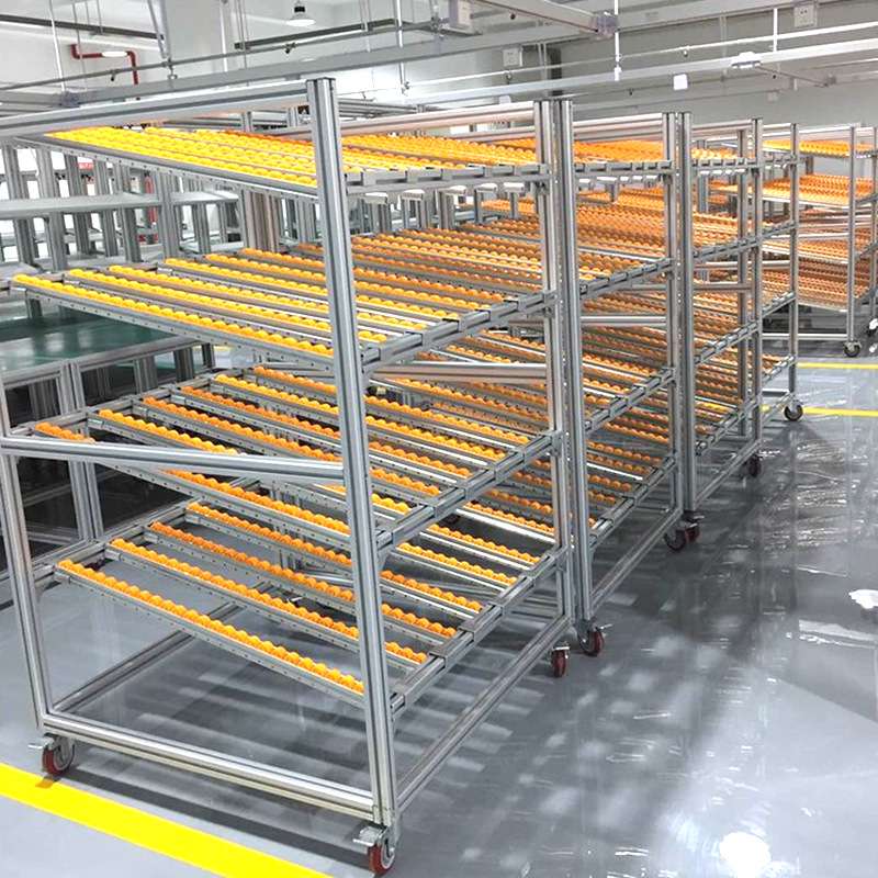 车间铝合金流利条工作台货架防静电可移动型材周转架推车全铝