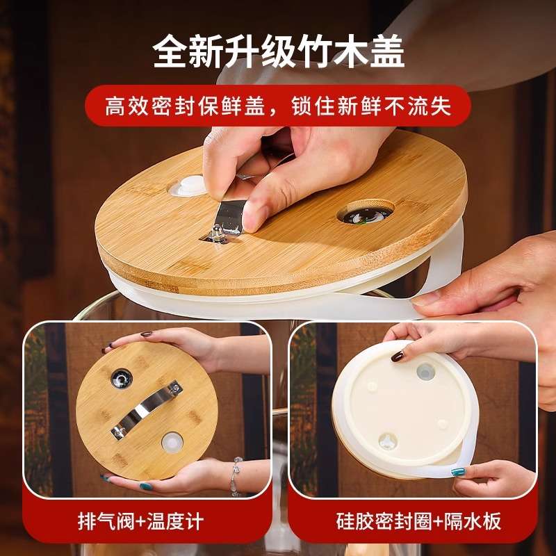 冷水壶凉水壶玻璃果汁桶可乐饮料桶容器耐高温柠檬水果茶桶带龙头